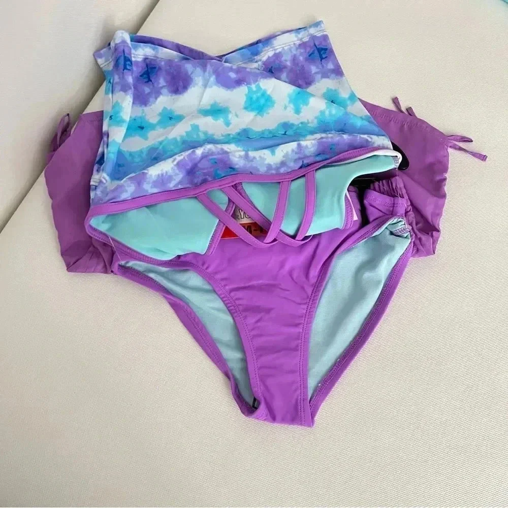 Gerry 3-Piece Tankini & Shorts Swimsuit Set Size M (10/12) UPF Protection Purple